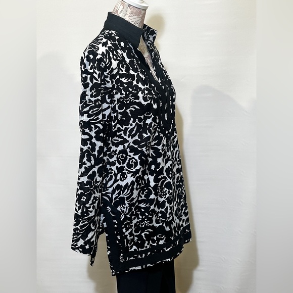 MICHAEL KORS Black and white floral print tunic top size L.‎ - Picture 8 of 12